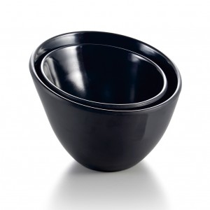 Melamine Matte Oblique Bowl Black - 17 x 12 x 9 cm