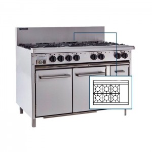 LUUS CRO-6B3P – 1200mm Wide Essentials Oven, 6 Burners & Grill