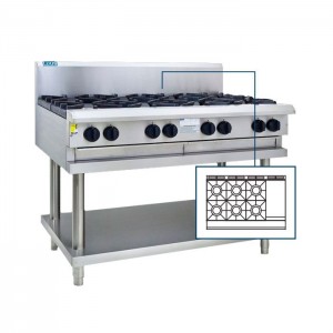 LUUS CS-6B3P – 1200mm Professional Cooktop 6 Burners & 300mm Grill