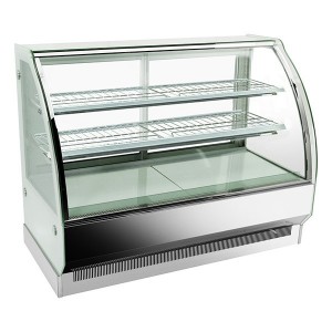 Curved glass hot food display, three display levels CSH-1200S2