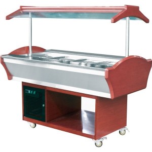 3 GN pan bain marie with real wood base and roof GN3W