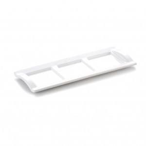 Melamine Square Triple Division Sauce Dish White - 26.5 x 10 x 1.2cm