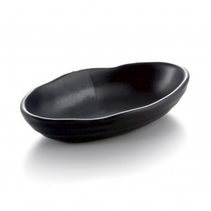 Melamine Waved Oval Bowl Matte Black 5.6"- 14 x 8 x 2.5cm