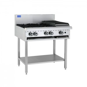 LUUS BCH-4B3C – 900mm Wide Essentials Cooktop 4 Burners & Chargrill