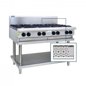 LUUS CS-6B3C – 1200mm Professional Cooktop 6 Burners & 300mm Char