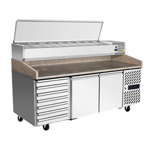 Atosa MPF8203 2 Door Refrigerated Pizza Table with Drawers 2010mm