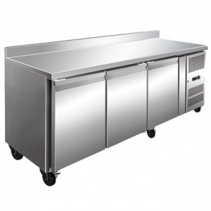 FE3100TFSP Three Door Bench Fridge With Splashback 386L