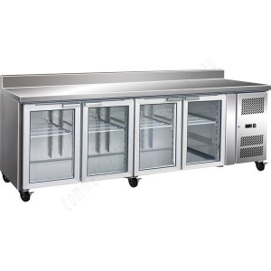 GN4200TNG 4 Glass Door Gastronorm Bench Fridge with Splashback