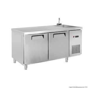 LDWB180FS Two Door Stainless Steel Workbench Freezer with Sink