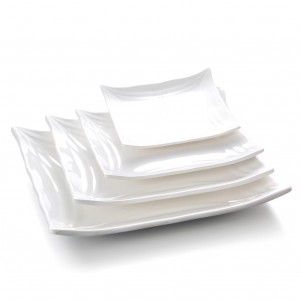 Melamine Curved Square Plate White - 17.3 x 17.3 x 2.5cm
