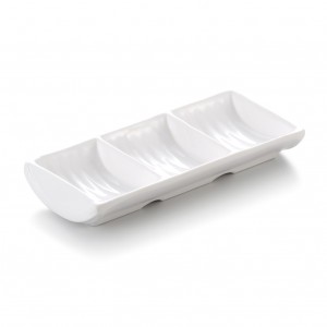 Melamine Tripe Division Sauxe Dish White 17.5 x 7.6 x 2.6cm